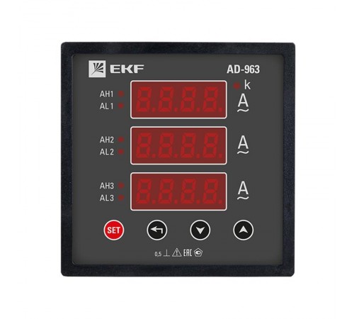 Амперметр AM-D963 цифровой на панель 96х96 трехфазный EKF PROxima  ad-963  EKF