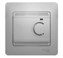 Glossa Алюминий Термостат электронный теплого пола с датчиком, 10A (в сборе с рамкой)  GSL000338  SE