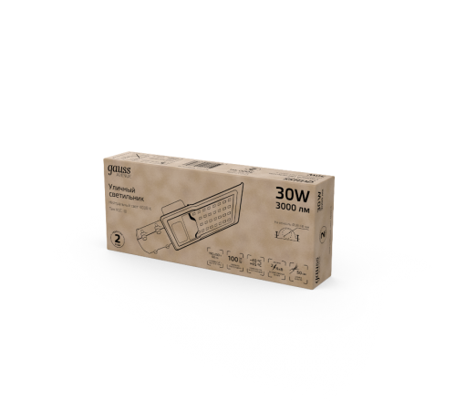 Светильник светодиодный консольный LED Avenue IP65 316*130*57 30W 3000lm 4000K 190-250V КСС "Ш" 1/20  629534230  Gauss