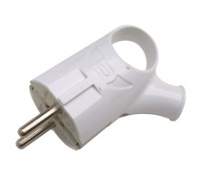 Вилка угловая с кольцом с заземлением 16А белая 4120  4690612009124  IN HOME