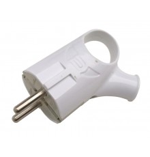 Вилка угловая с кольцом с заземлением 16А белая 4120  4690612009124  IN HOME