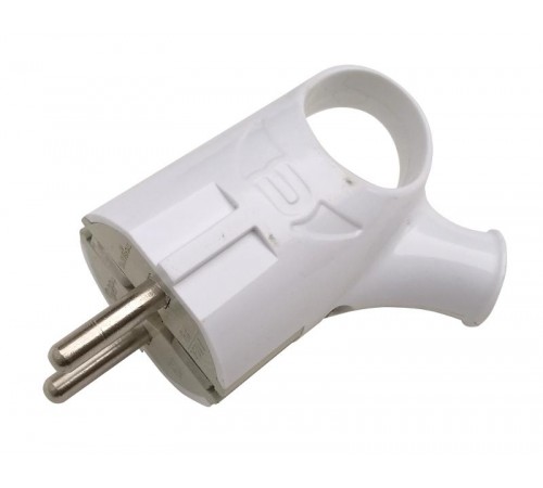 Вилка угловая с кольцом с заземлением 16А белая 4120  4690612009124  IN HOME