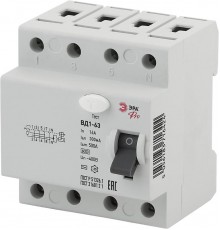 Выключатель дифференциальный (УЗО) (электромеханическое) NO-902-67 ВД1-63 3P+N 16А 300мА Pro  Б0031906  ЭРА