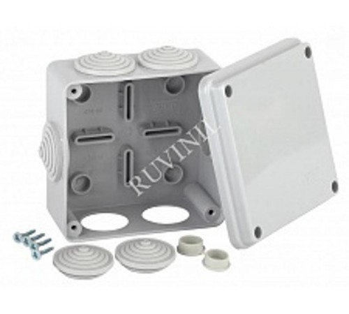 Коробка распределительная для о/п 100х100х50мм 6вводов IP54  67050  Рувинил