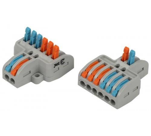 Клемма  NO-225-458 проходная разветвительная 222-4126 с рычагами 2/6 полюсов 0.08-2.5/4 мм2 (упаковка 1 шт.)  Б0067967  ЭРА