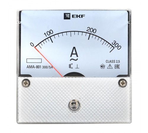 Амперметр AM-A801 аналоговый на панель 80х80 (круглый вырез) 300А трансформаторное подключение EKF PROxima  ama-801-300  EKF
