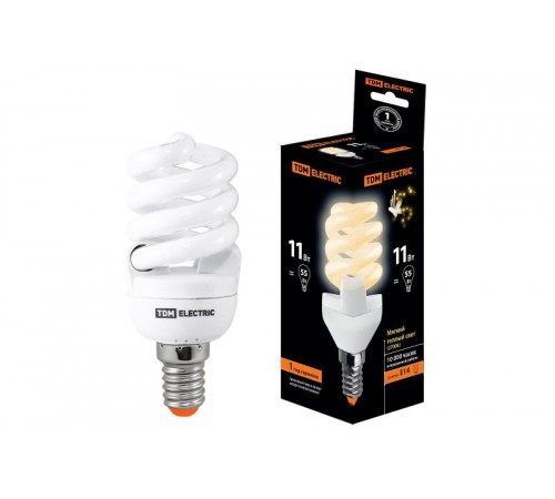 Лампа энергосберегающая КЛЛ 11Вт E14 827 cпираль FSТ2 40х93мм  SQ0323-0053  TDM