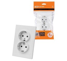 Розетка двойная 2П+З 16А 250В с защ. шт. белая "Сенеж"   SQ1816-0037  TDM