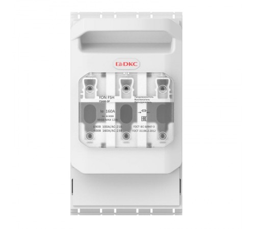 Горизонтальный Предохранитель Выключатель Разъединитель 160А 3P крепление на монтажную плату  FSH00-3P  DKC