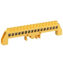 Шина  NO-224-120 PE земля в комбинированном изоляторе на DIN-рейку ШНИ-8х12-16-Д-желтый  Б0062935  ЭРА