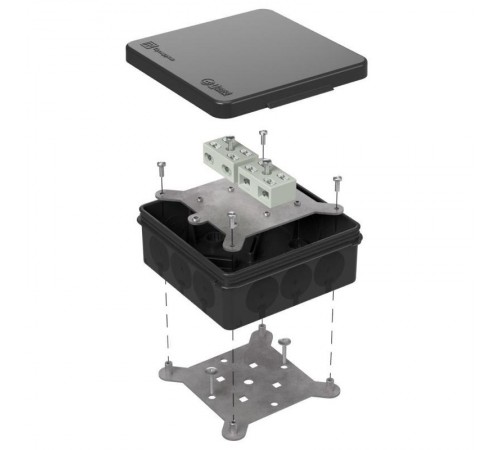 Коробка огнестойкая для о/п двухкомпон 60-0303-9005-FR6.0-4-4-Р Е15-Е60 100х100х40 IP66   разветвительная черная 60-0303-9005-FR6.0-4-4-Р  Промрукав