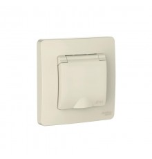 Blanca Молочный С/У IP44 Розетка с заземлением со шторками, с крышкой, 16А, 250В  BLNRS441112   SE