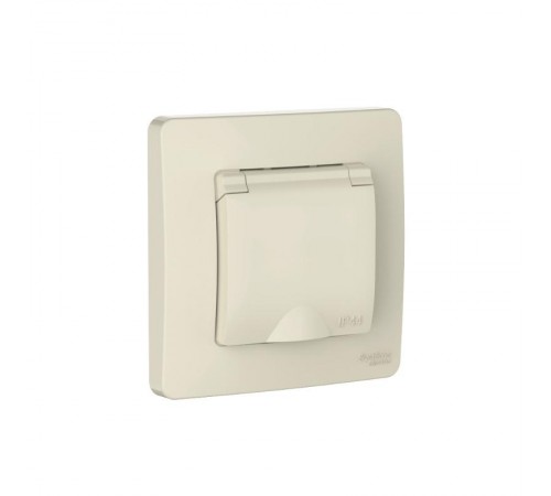 Blanca Молочный С/У IP44 Розетка с заземлением со шторками, с крышкой, 16А, 250В  BLNRS441112   SE