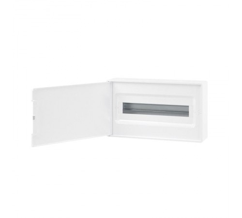 Щиток 18 мод настенный FRAME, белый с белой дверцей, с 2 шинами PEN на 8 и 10 отв.  F18W1WW  DKC