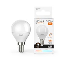 Лампа светодиодная LED 8Вт E14 220В 2700К Elementary шар  53118  Gauss