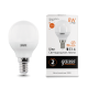 Лампа светодиодная LED 8Вт E14 220В 2700К Elementary шар  53118  Gauss