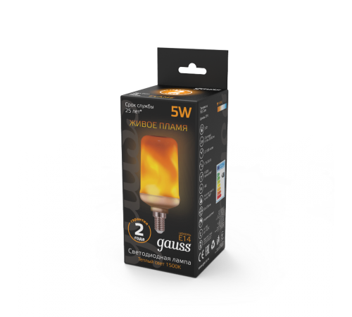 Лампа светодиодная Black LED T65 Flame 5W E14 20-80lm 1500K  157401105  Gauss