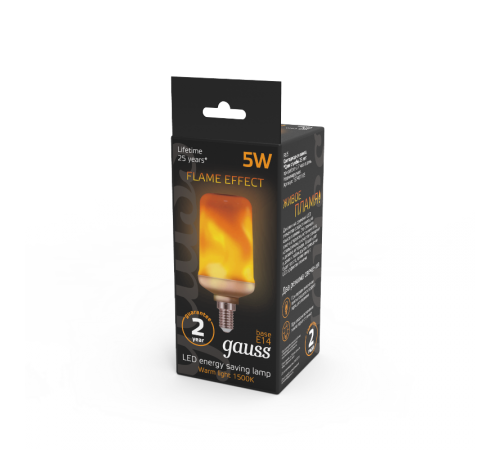 Лампа светодиодная Black LED T65 Flame 5W E14 20-80lm 1500K  157401105  Gauss