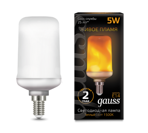 Лампа светодиодная Black LED T65 Flame 5W E14 20-80lm 1500K  157401105  Gauss