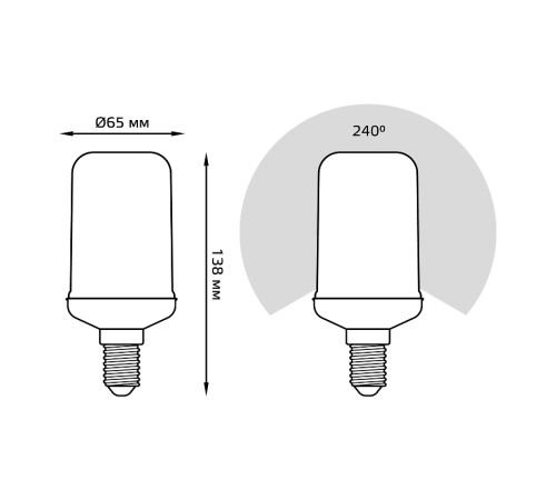 Лампа светодиодная Black LED T65 Flame 5W E14 20-80lm 1500K  157401105  Gauss