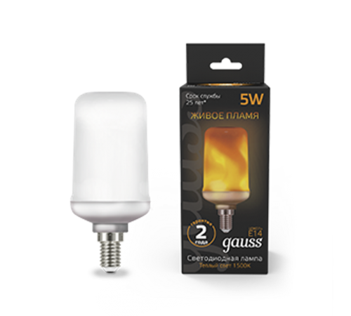 Лампа светодиодная Black LED T65 Flame 5W E14 20-80lm 1500K  157401105  Gauss