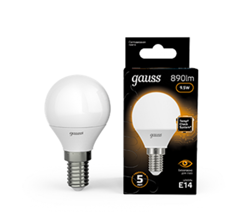 Лампа светодиодная LED 9.5Вт E14 220В 3000К Globe  105101110  Gauss