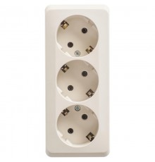 Этюд Кремовый О/У Розетка 3-ая с заземлением без шторок 16А 250B  PA16-011K  SE