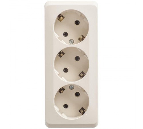Этюд Кремовый О/У Розетка 3-ая с заземлением без шторок 16А 250B  PA16-011K  SE