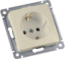 Розетка скрытой установки, одноместная, с заземляющим контактом, механизм, цвет слоновая кость  РС16-411-01  HEGEL