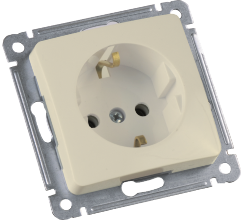 Розетка скрытой установки, одноместная, с заземляющим контактом, механизм, цвет слоновая кость  РС16-411-01  HEGEL