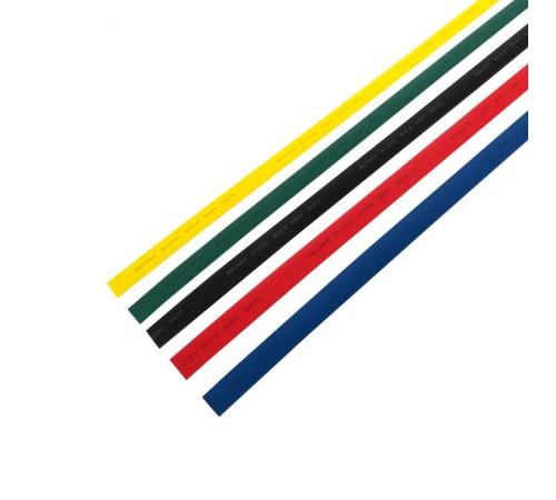 Набор термоусадочной трубки 15,0/7,5 мм, пять цветов (упак. 50 шт. по 1 м)  29-0165  REXANT