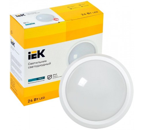 Светильник светодиодный пылевлагозащищенный для ЖКХ ДПО 5060 24Вт 4000К IP65 круг белый  LDPO0-5060-24-4000-K01  IEK