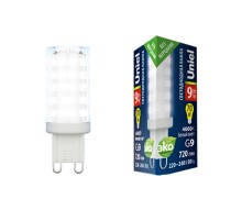 Лампа светодиодная LED-JCD-9W/4000K/G9/CL GLZ09TR LED, прозр 4000К  UL-00006489  Uniel