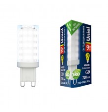 Лампа светодиодная LED-JCD-9W/4000K/G9/CL GLZ09TR LED, прозр 4000К  UL-00006489  Uniel