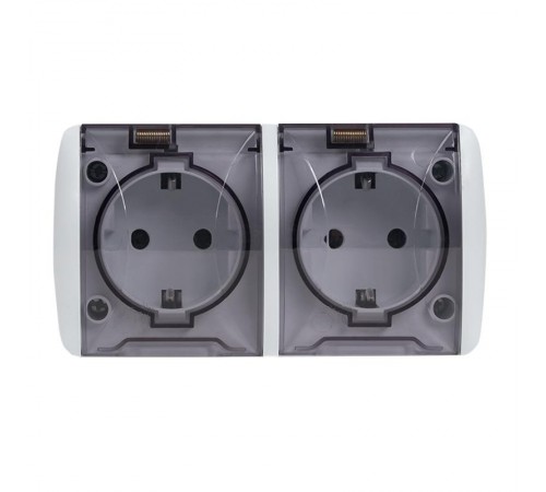 Владивосток Розетка 2-местная 16А с заземлением с прозрачной крышкой IP54  EQR16-129-30-54-T  EKF