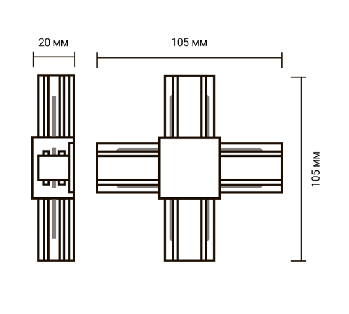 Коннектор для накладного шинопровода PTR CX-BL чёрный X -образный  5010871  Jazzway