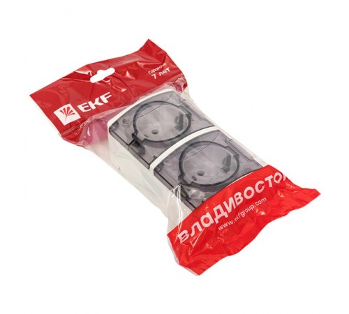 Владивосток Розетка 2-местная 16А с заземлением с прозрачной крышкой IP54  EQR16-129-30-54-T  EKF