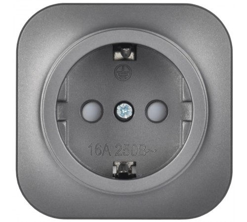 GLORY Розетка с з/к/ш о/у 16А РСш20-3-ХСм сталь матовый  ERH14-K46M-16  IEK