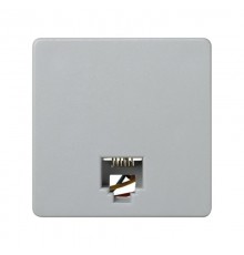 Simon 27 Розетка телефонная RJ-12, 6 контактов, широкий модуль, S27, серый  27481-37  Simon