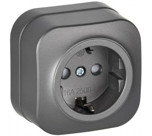GLORY Розетка с з/к/ш о/у 16А РСш20-3-ХСм сталь матовый  ERH14-K46M-16  IEK