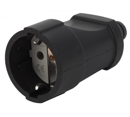 Rx4-B ЭРА Розетка кабельная с/з прямая ПВХ 16A черная (20/8)  Б0039685  ЭРА