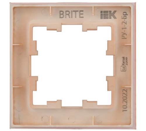 BRITE Рамка 1-ая РУ-1-2-БрП стекло персиковый матовый  BR-M12-G-31-K96  IEK