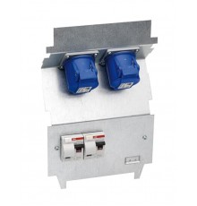 Панель монтажная CWB1-C6A, оцинкованная сталь, 2xCEE 2P+E, 2хВА 6А, ВДТ 30мА, клемма заземления  2CMA177239R1000  ABB