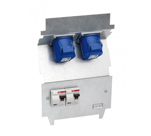 Панель монтажная CWB1-C6A, оцинкованная сталь, 2xCEE 2P+E, 2хВА 6А, ВДТ 30мА, клемма заземления  2CMA177239R1000  ABB