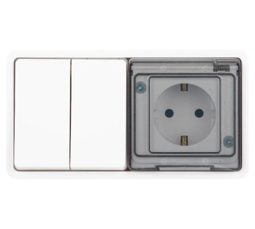 Блок розетка с выключателем Эксперт 11-7522-01 двойной IP55, 16A(10AX)-250В, СУ, Белый  Б0063274  ЭРА
