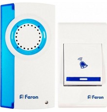 Звонок электрический дверной беспроводной E-221 звонок (кнопка IP20) 32 мелодии, 2*1,5V/АА, белый, синий  23677  FERON