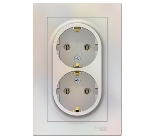 AtlasDesign Жемчуг Розетка 2-ая с заземлением, 16А, (в сборе с рамкой)  ATN000424  SE