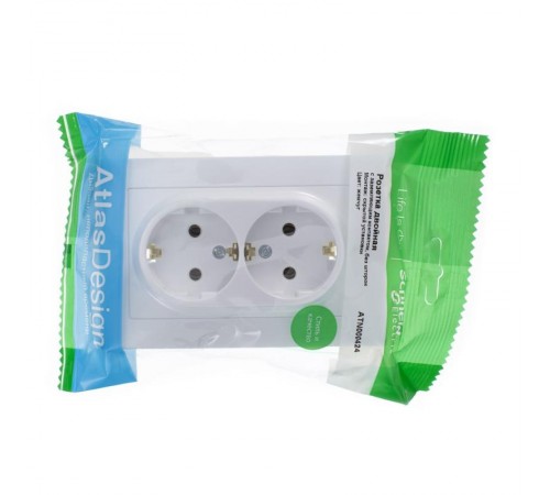 AtlasDesign Жемчуг Розетка 2-ая с заземлением, 16А, (в сборе с рамкой)  ATN000424  SE