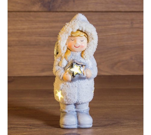 Керамическая фигурка "Снегурочка со звездой" 7,5*7,5*18 см  505-006  NEON-NIGHT