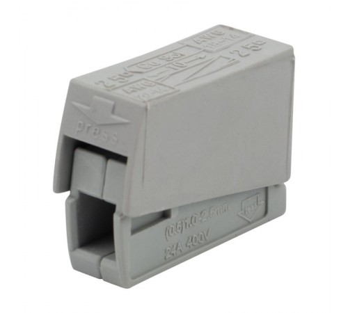 Строительно-монтажная клемма СМК 224-101 для светильника на 1 проводник (1,0-2,5)/(0,5-2,5) мм серая 07-2401  Rexant